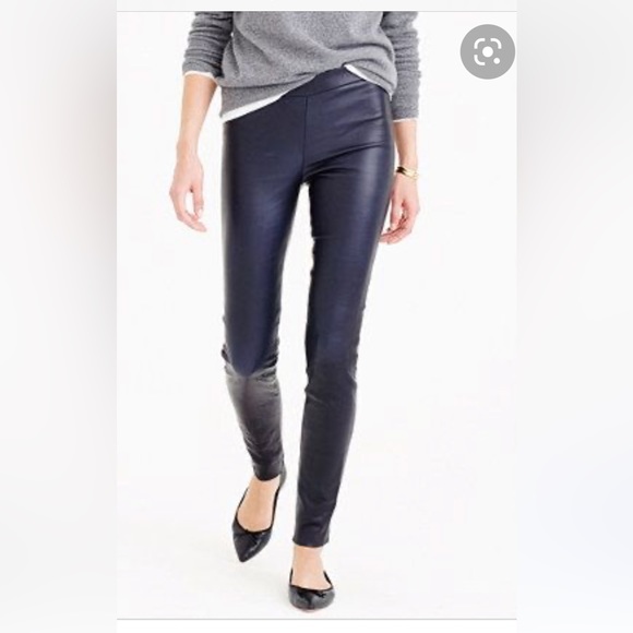 JCrew genuine leather pants EUC taupe small 2 - Picture 8 of 13